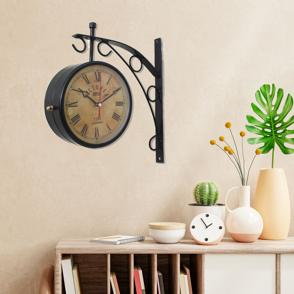Double Sided Analog Wall clock with Glass 12 Inch