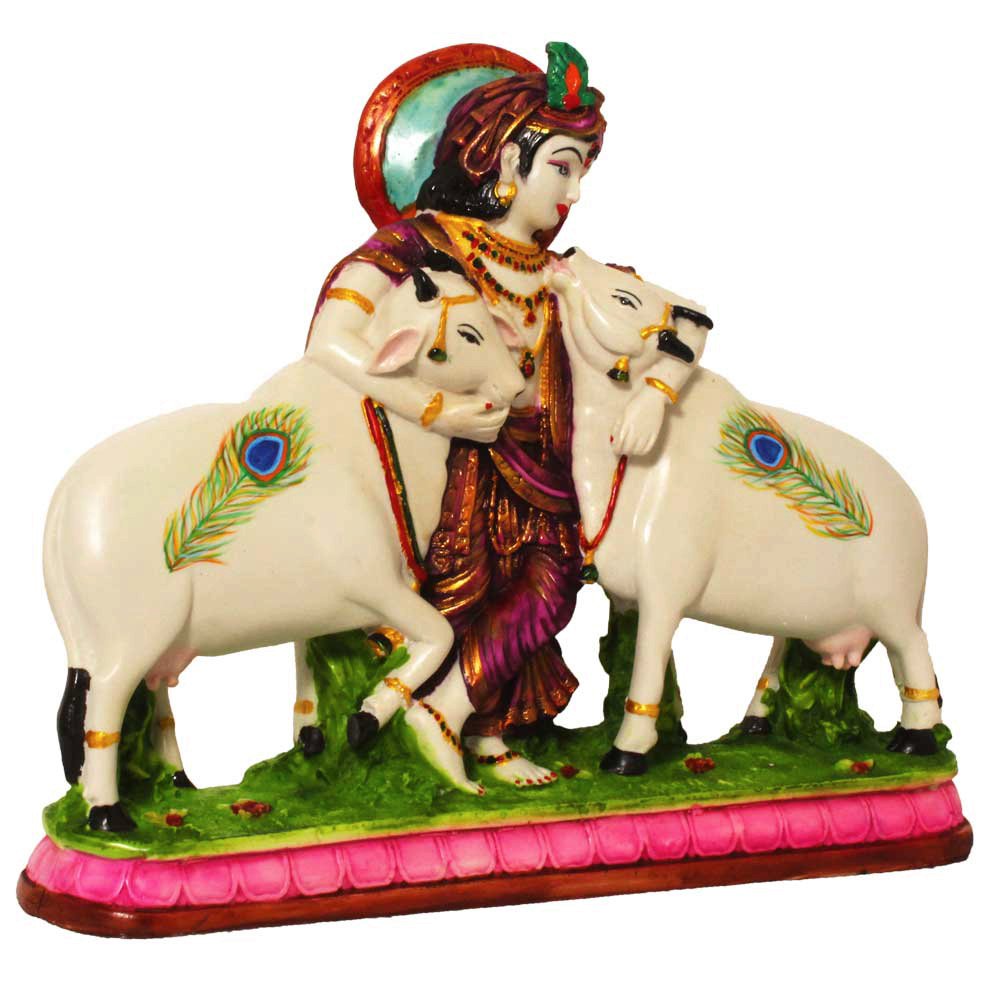 Lord Krishna With Cow Sculpture 12 Inch ( 30.5 cm )