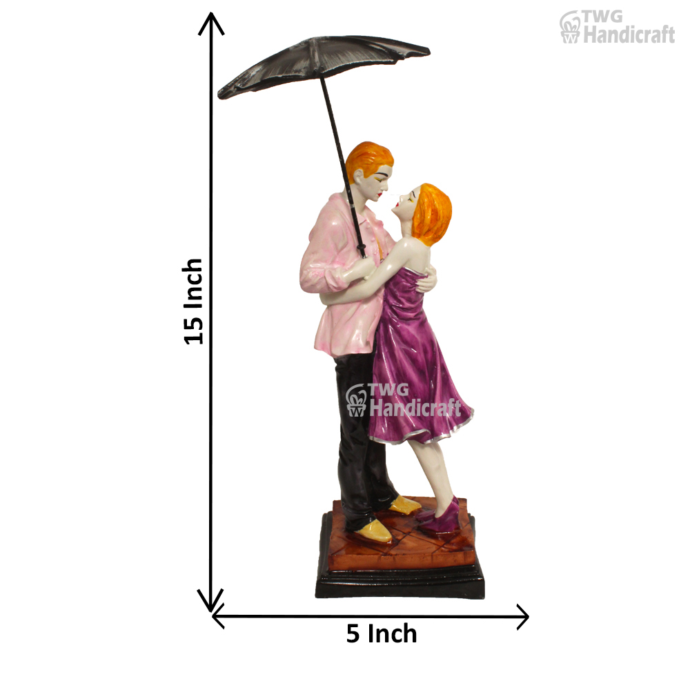 Polyresin Couple Figurine Statue Wholesalers in Delhi | Umbrella Couple Factory Rate
