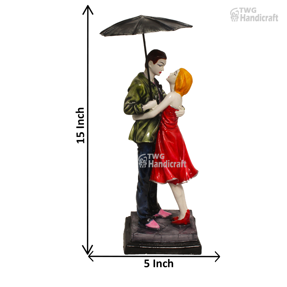 Polyresin Couple Figurine Statue Wholesale Supplier in India | Umbrella Couple Factory Rate