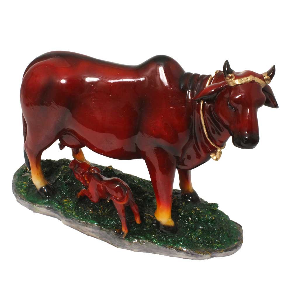 Kamdhenu Cow With Calf  Religious Murti 10 Inch ( 25.5 cm )