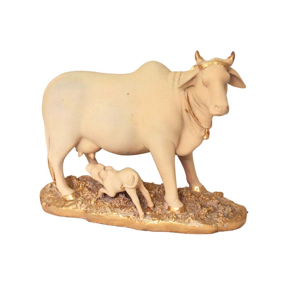 Religious Cow n Calf Statue 9.5 Inch