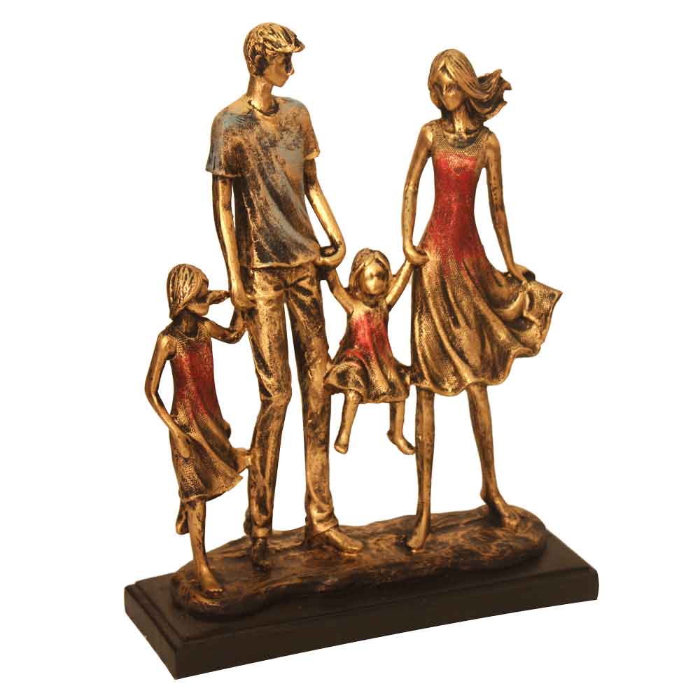 Antique Couple Family Statue 10.5 Inch