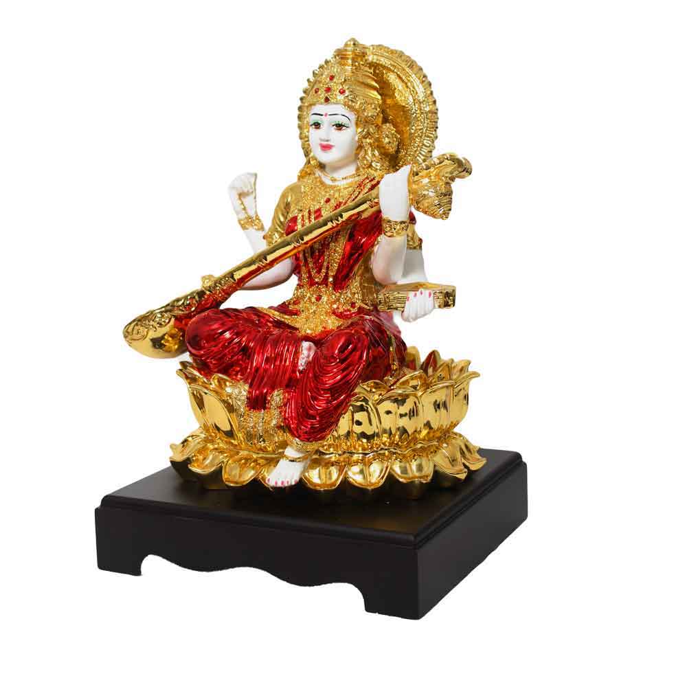 Gold Plated Saraswati Ma Idol 14 Inch