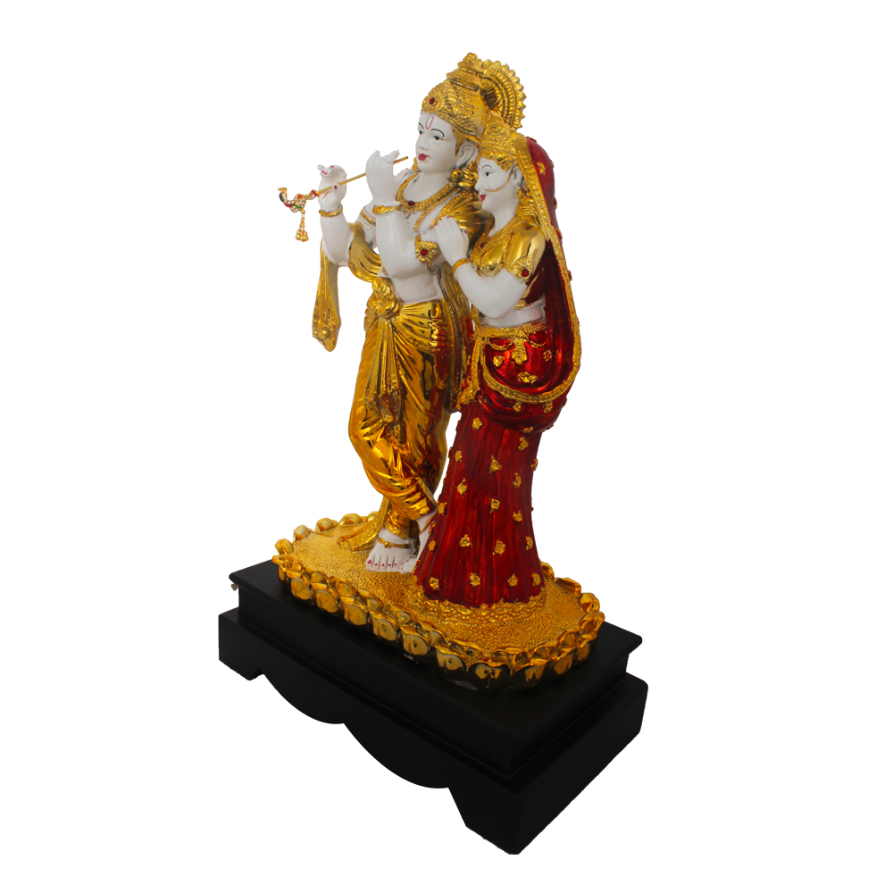 Gold Plated Handicraft Radha Krishna Statue 18.5 Inch