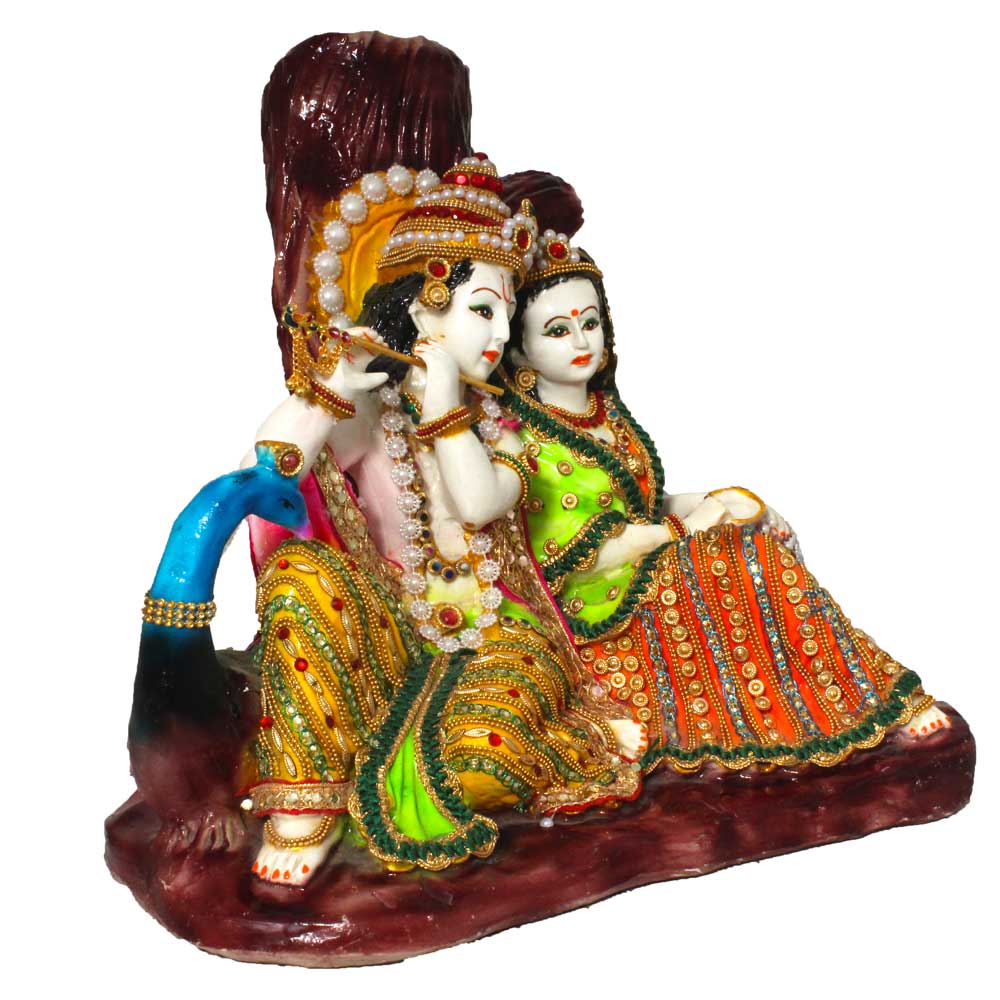Jewellery Decorated Radha Krishna Statue 12 Inch