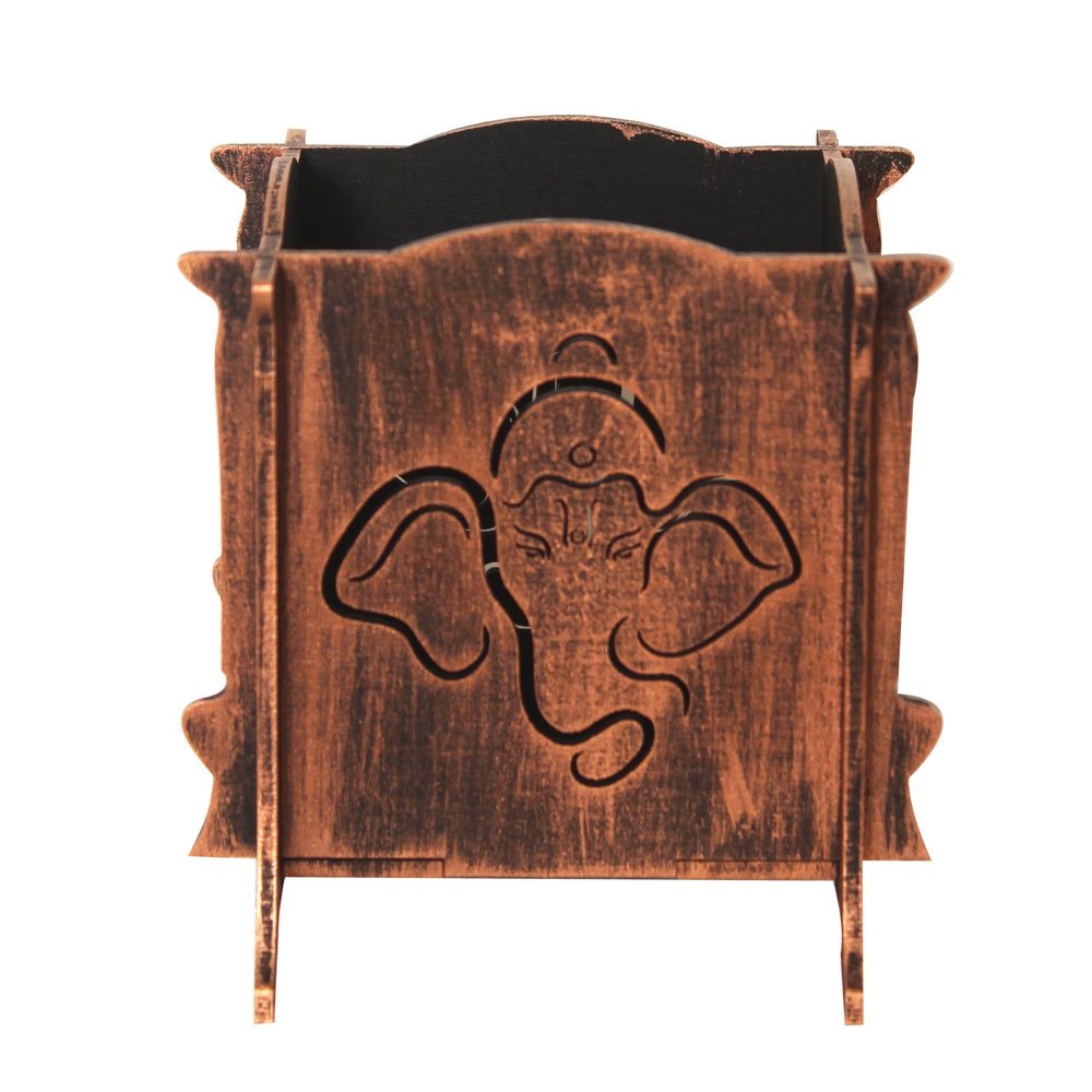 Wooden Handicraft Ganesha Pen Stand 4 Inch ( 10.5 cm )