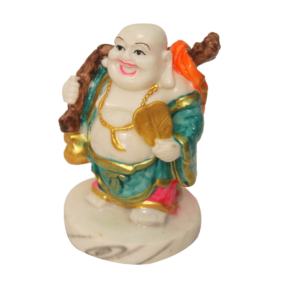Marble Look Laughing Buddha Statue Gift 4 Inch