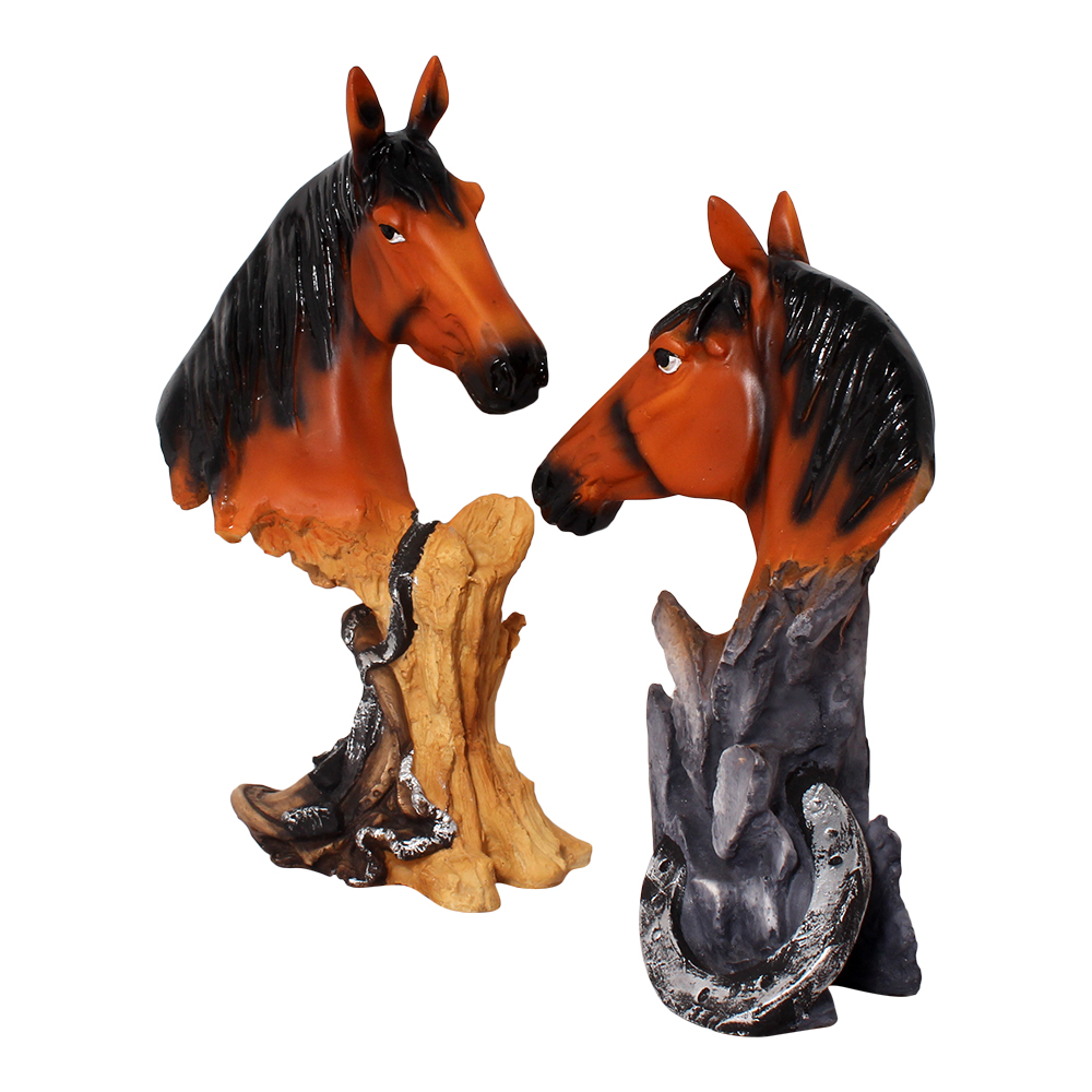 Pair of Horse Head Statue 10.5 Inch