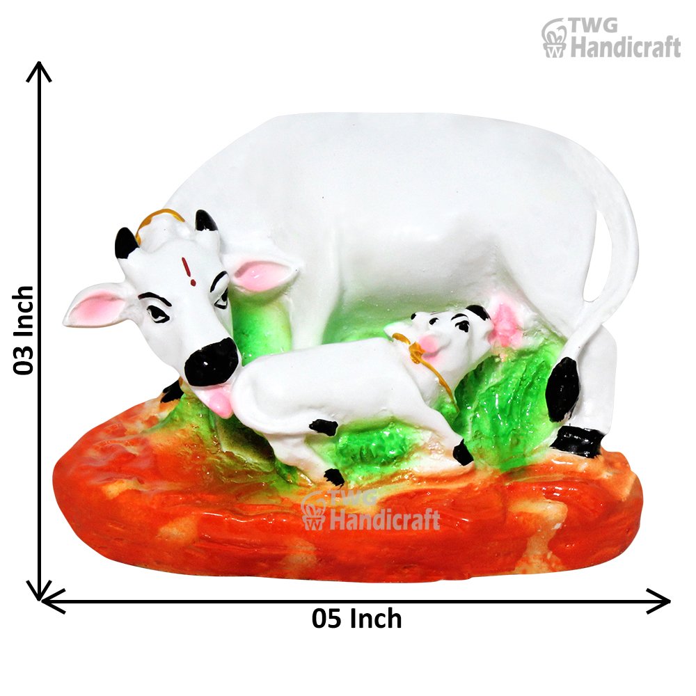 Manufacturer of Cow and Calf Sculpture Figurine | White Metal Cow Statue