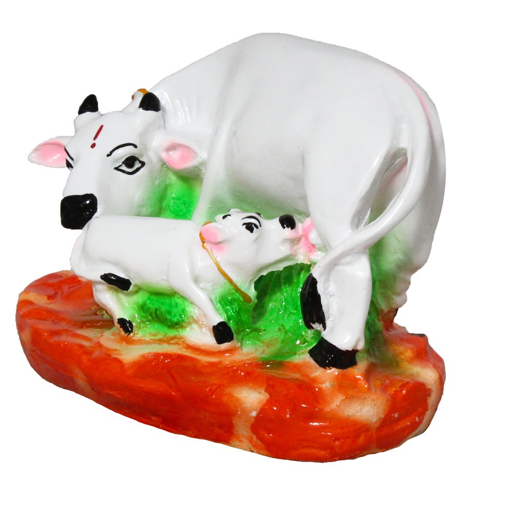 Kamdhenu Cow n Calf Sculpture  3 Inch ( 8 cm )