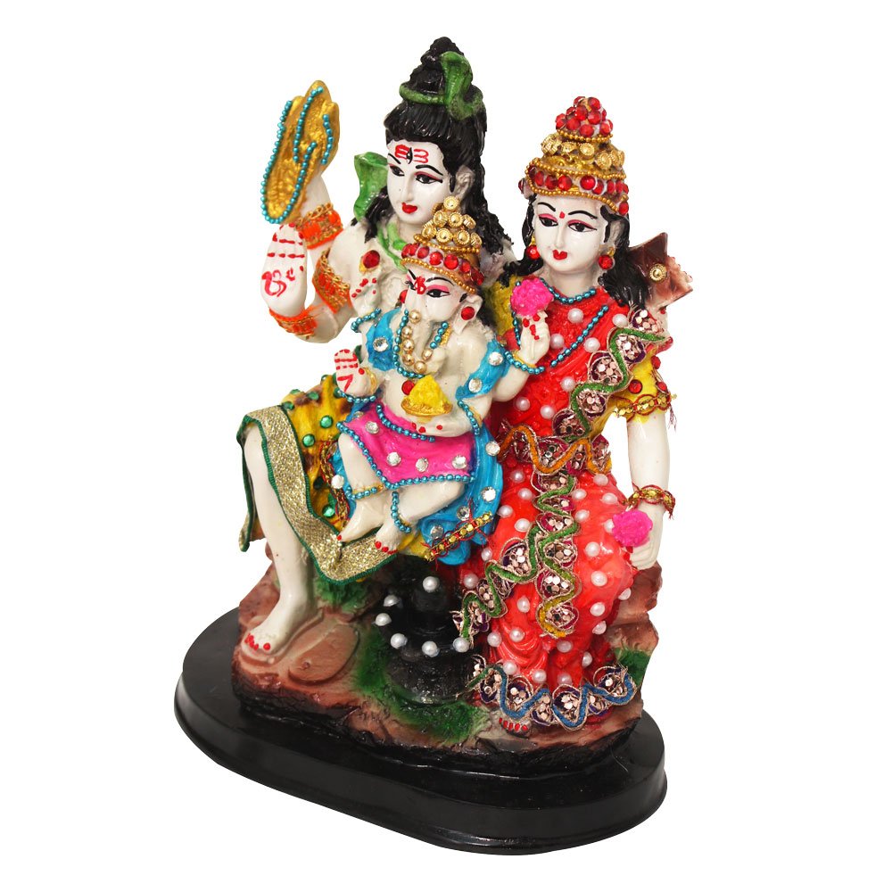 Jewellery Decorated Shiv Parivar Figurine 10.5 Inch ( 27 cm )