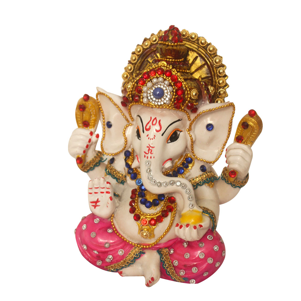 Lord Mukut Ganesha Idol Jewllery Decorated Statue 7 Inch