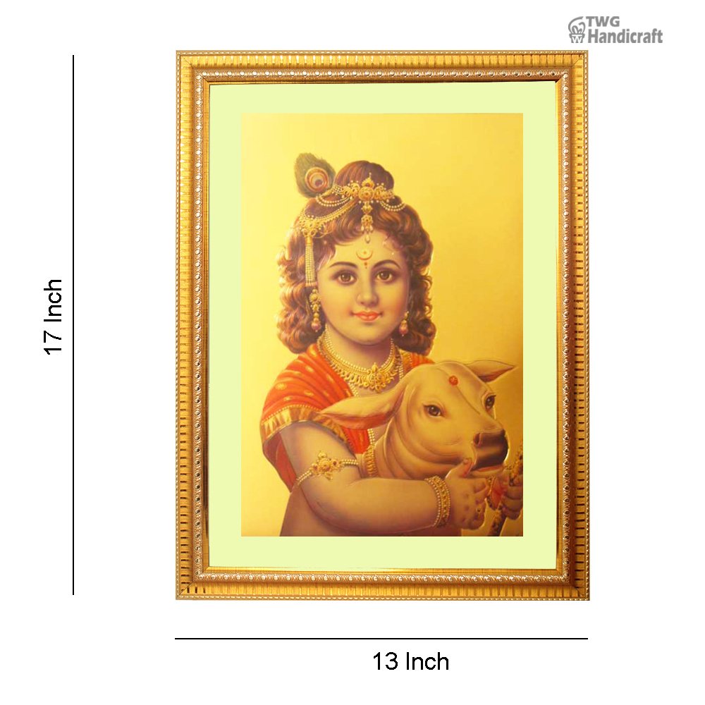 Manufacturer & Wholesaler of 24K Golden Foil Cow Krishna God Frames