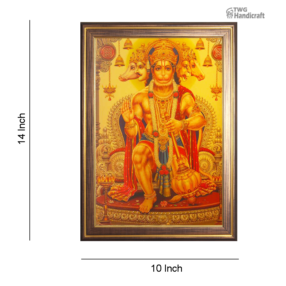 Manufacturer & Wholesaler of 24K Golden Foil Lord Panchmukhi Hanuman Photo Frames