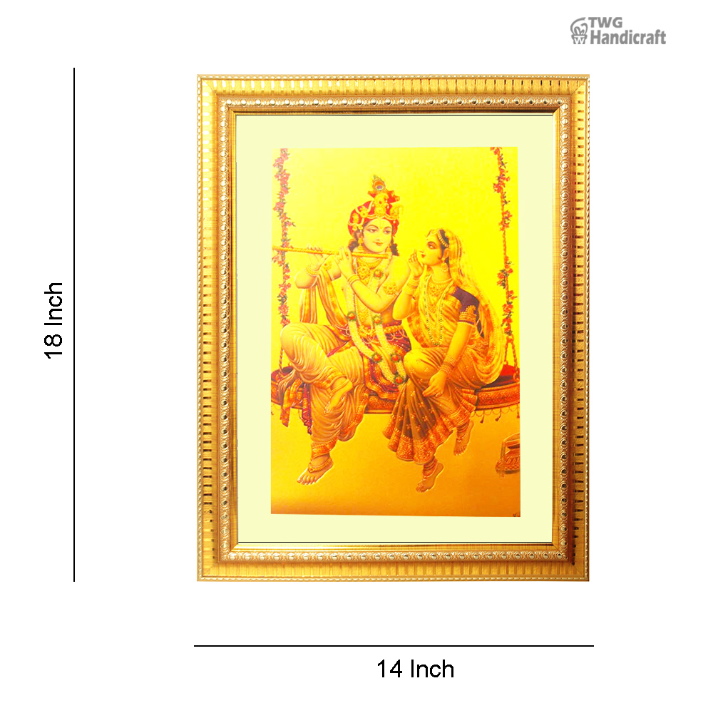 Manufacturer & Wholesale Supplier of 24K Golden Foil Radha Krishna on Swing God Frame