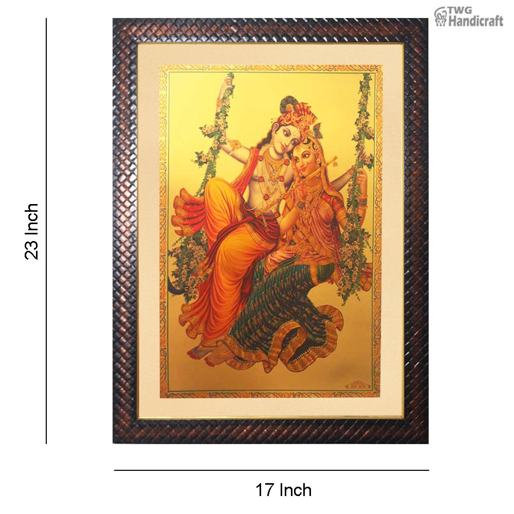 Manufacturer & Wholesale Supplier of Radha Krishna Swing 24K Golden Foil God Photo Frame at Factory Rate