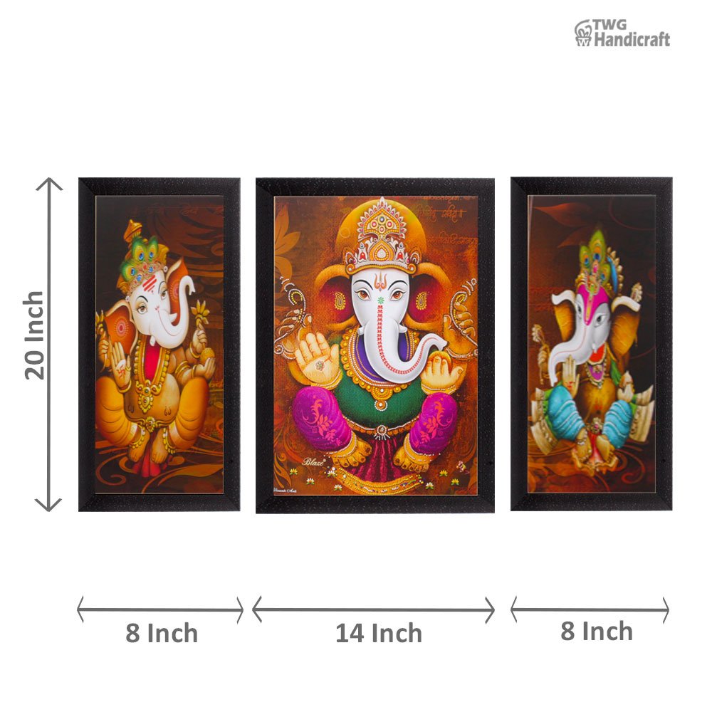 Lord Ganesha Painting Wholesalers in Delhi Set of Small Size Paintings 