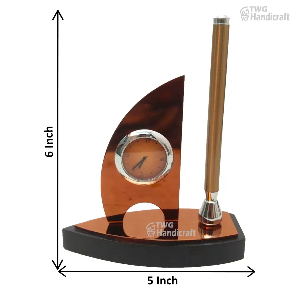 Decorative Single Pen Stand with Clock 6 Inch - 28X0041A000XHET