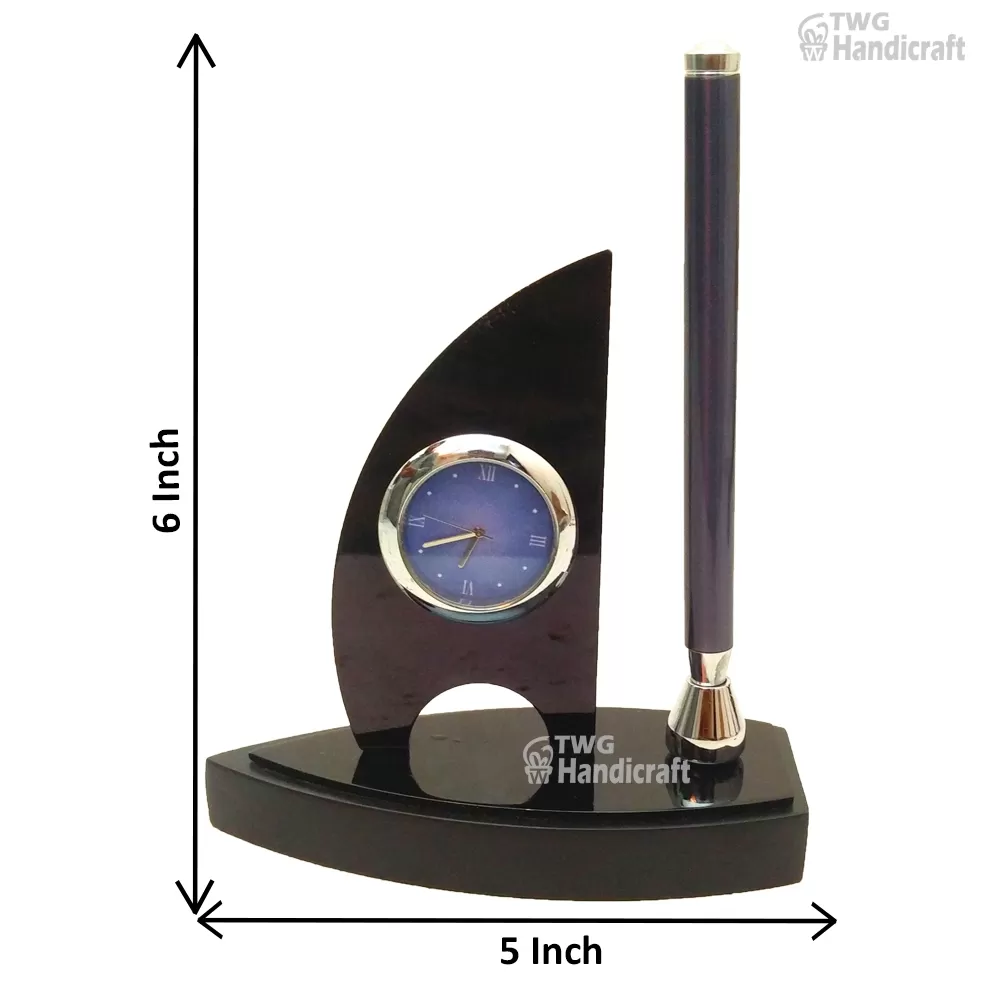 Handicraft Single Pen Stand with Clock 6 Inch - 28X0041K000XHET