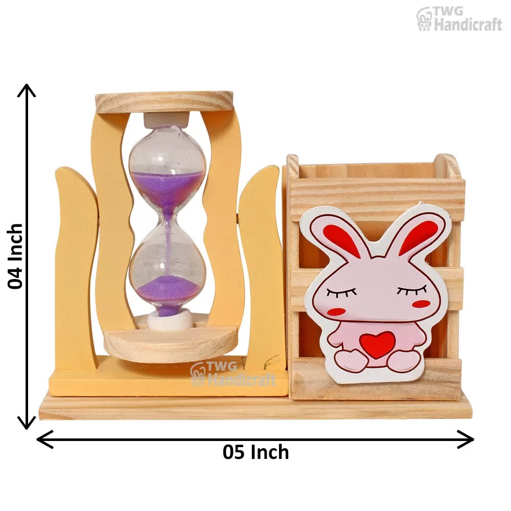 Wooden Pen Stand with Sand Timer Gift 4 Inch - 77X0284I000XZAP